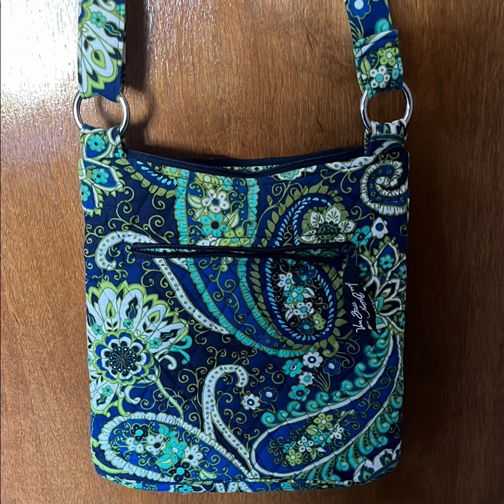 Vera Bradley Blue and Green Crossbody Bag with Paisley Design
